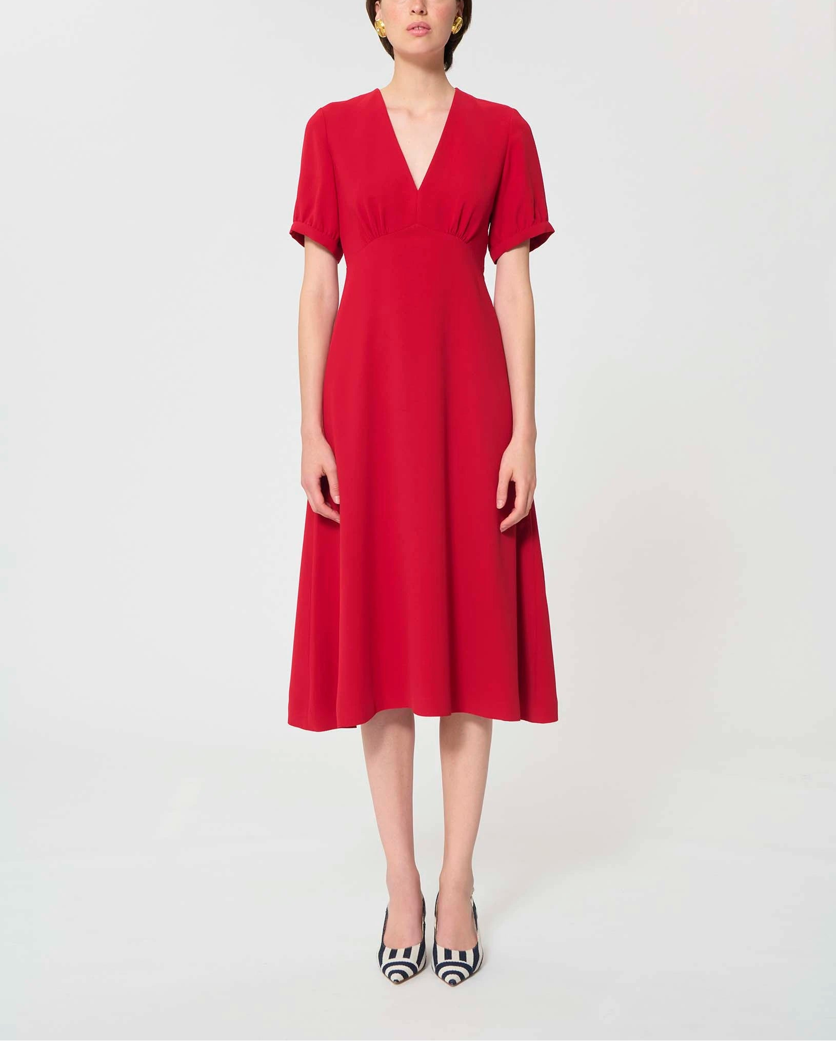 Robbie dress red in fluid crepe Women