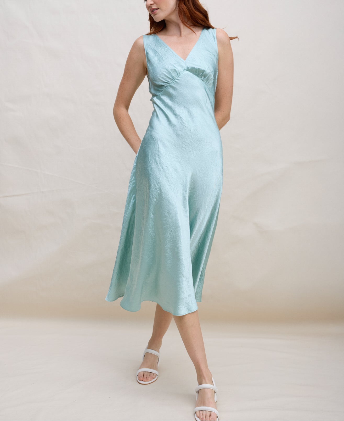 Margaret O'Leary Darya Double V Dress Celadon / L Margaret O'Leary Darya Double V Dress Celadon / L