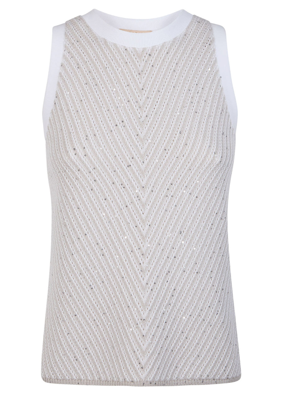 Purotatto Sleeveless Top With Knitted Front