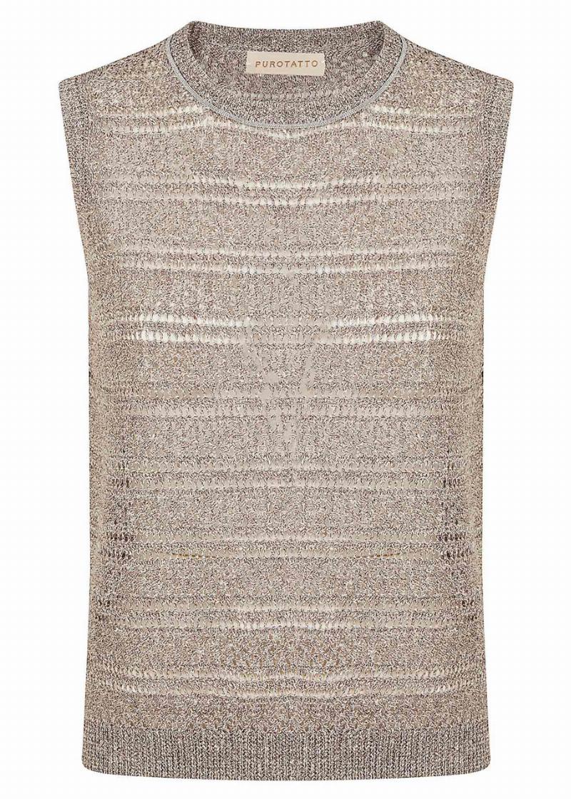 Purotatto Sleeveless Round Neck Sweater