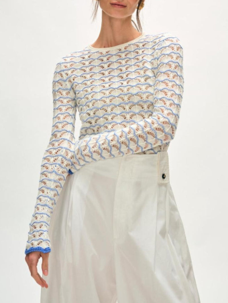 White + Warren Cotton Blend Pointelle Stitch Top