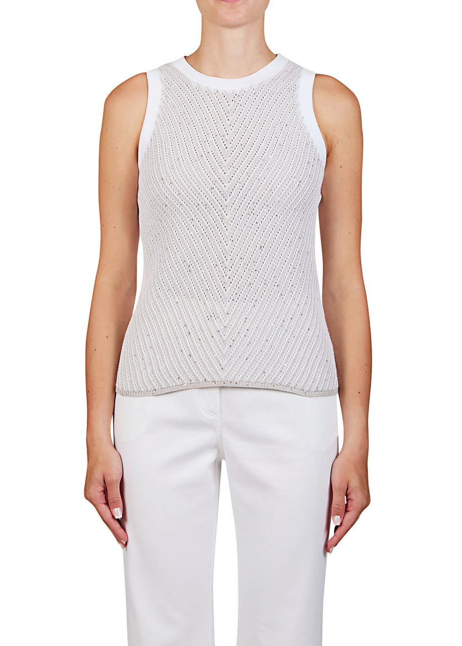 Purotatto Sleeveless Top With Knitted Front