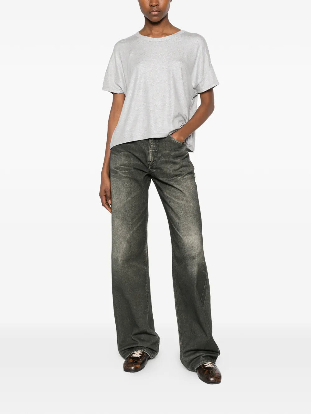 Majestic Soft Touch Metallic Semi Relaxed Tee