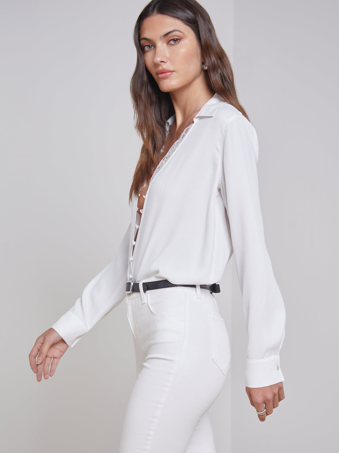 L'agence Kori Lace Trim Blouse