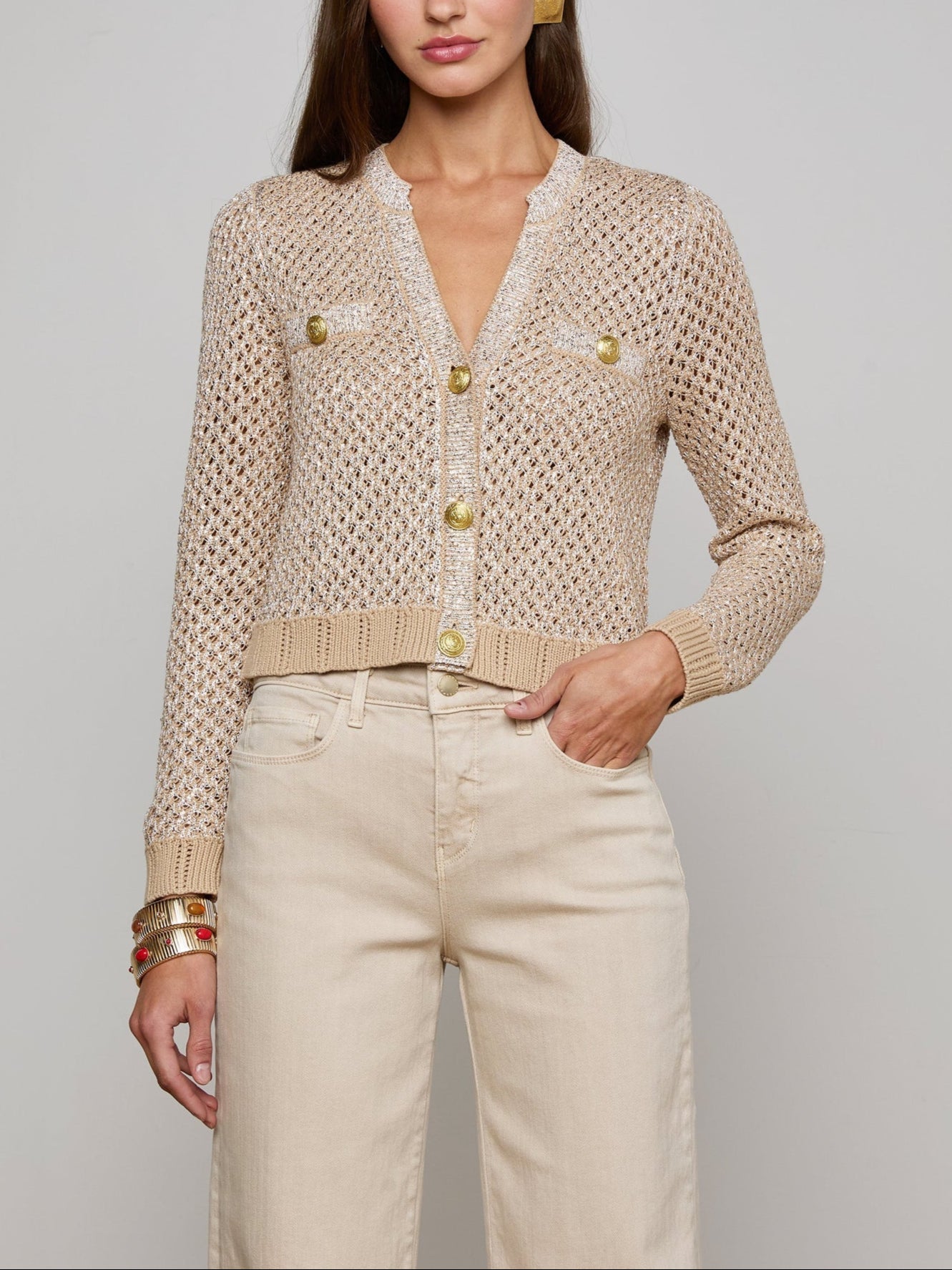 L'agence Blanca Sequin Crop Cardi