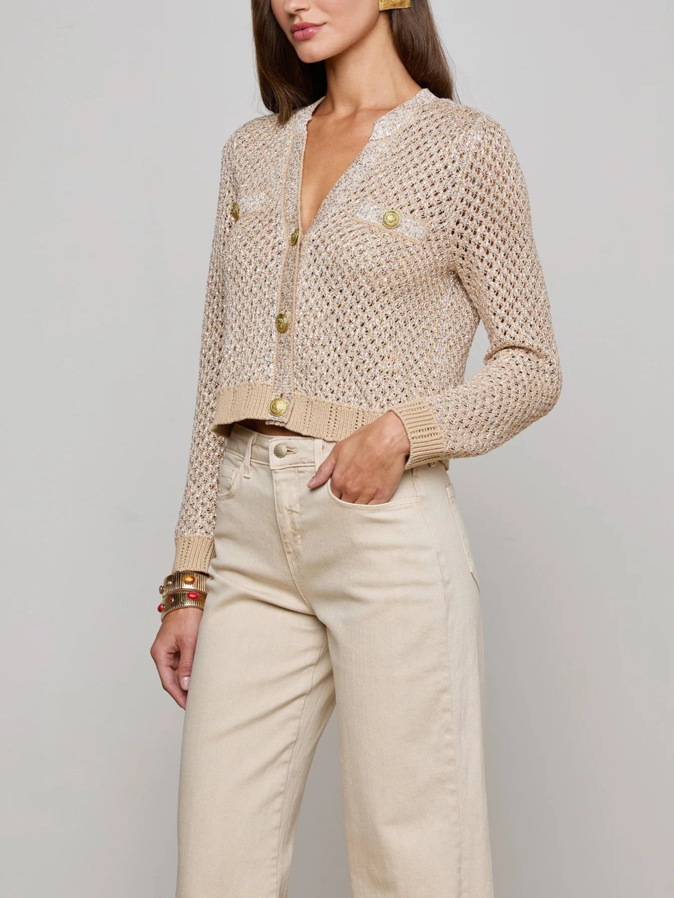 L'agence Blanca Sequin Crop Cardi