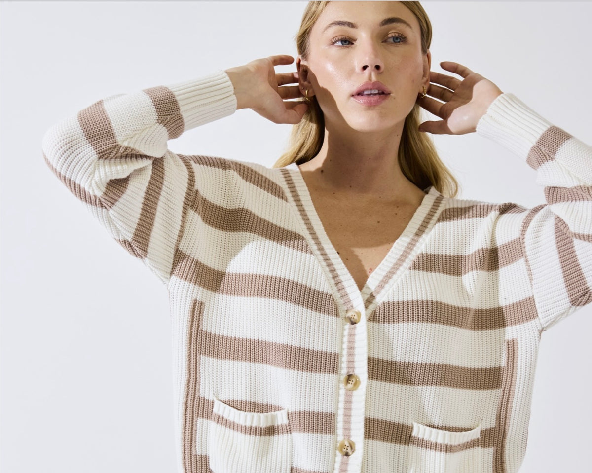 Wispr Stripe Crop Cardigan