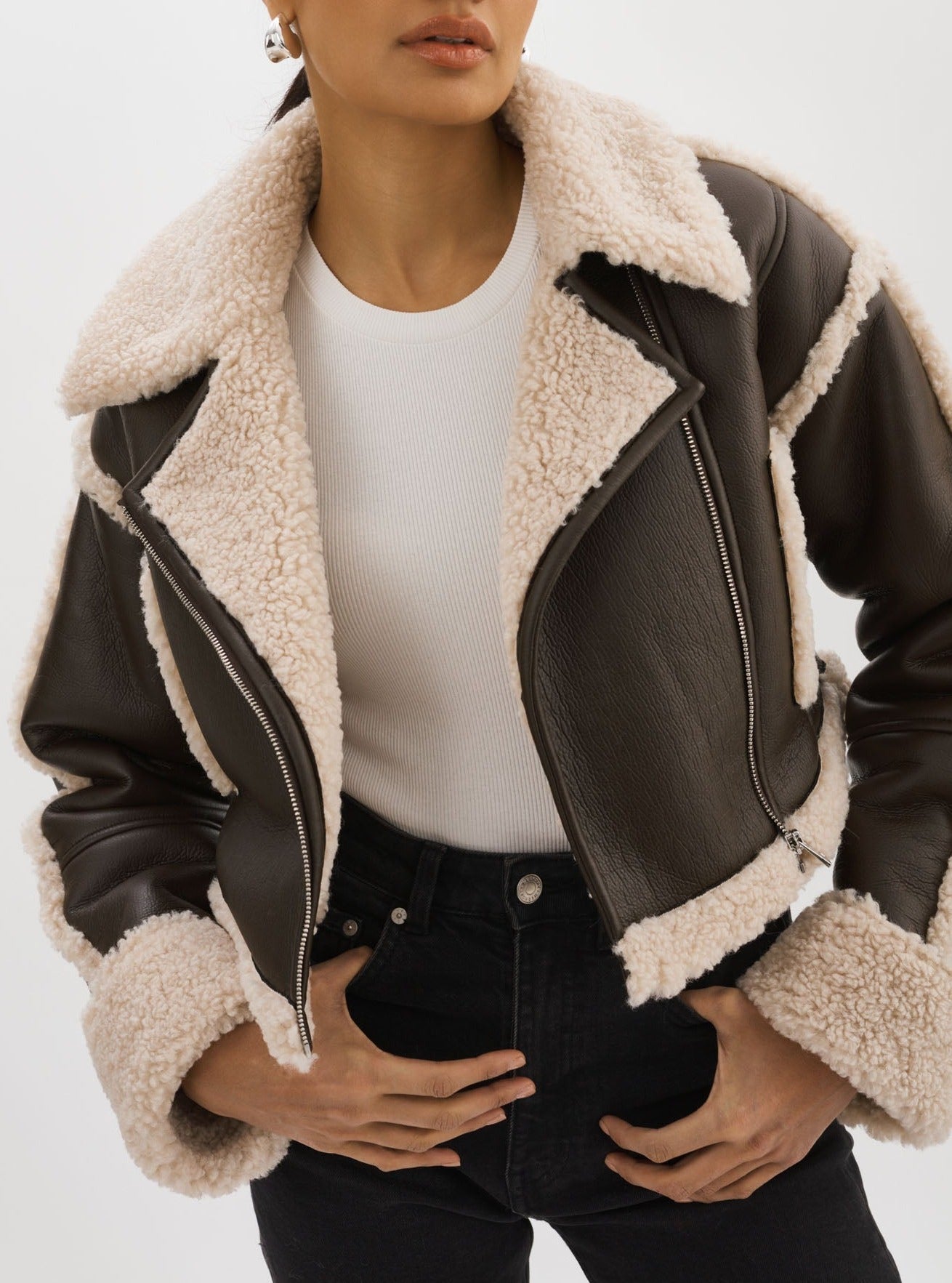 Lamarque Adrina Faux Shearling Crop Jacket