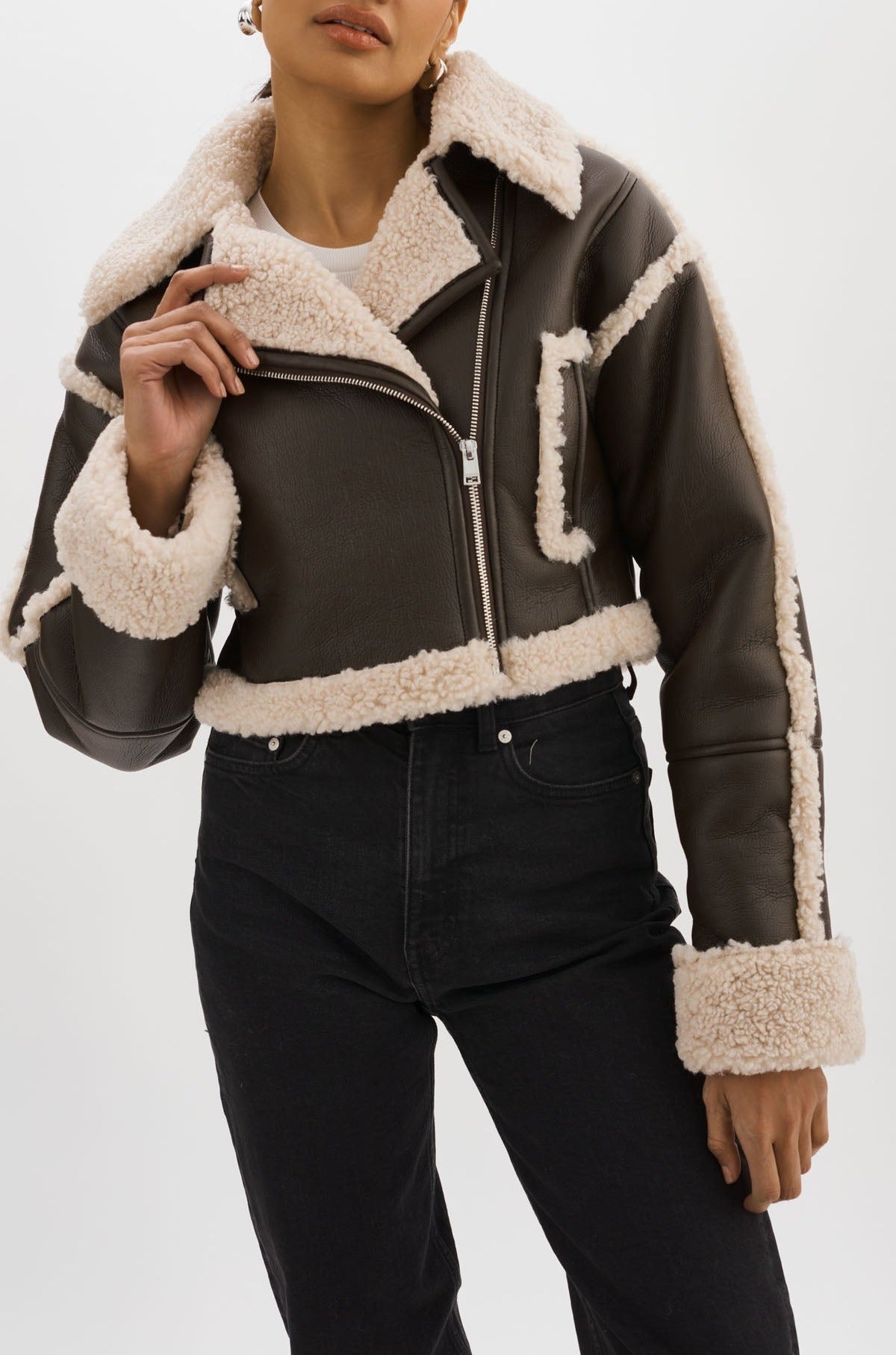 Lamarque Adrina Faux Shearling Crop Jacket