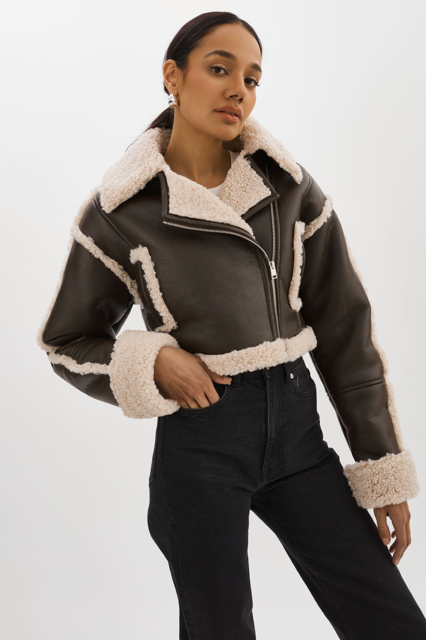 Lamarque Adrina Faux Shearling Crop Jacket