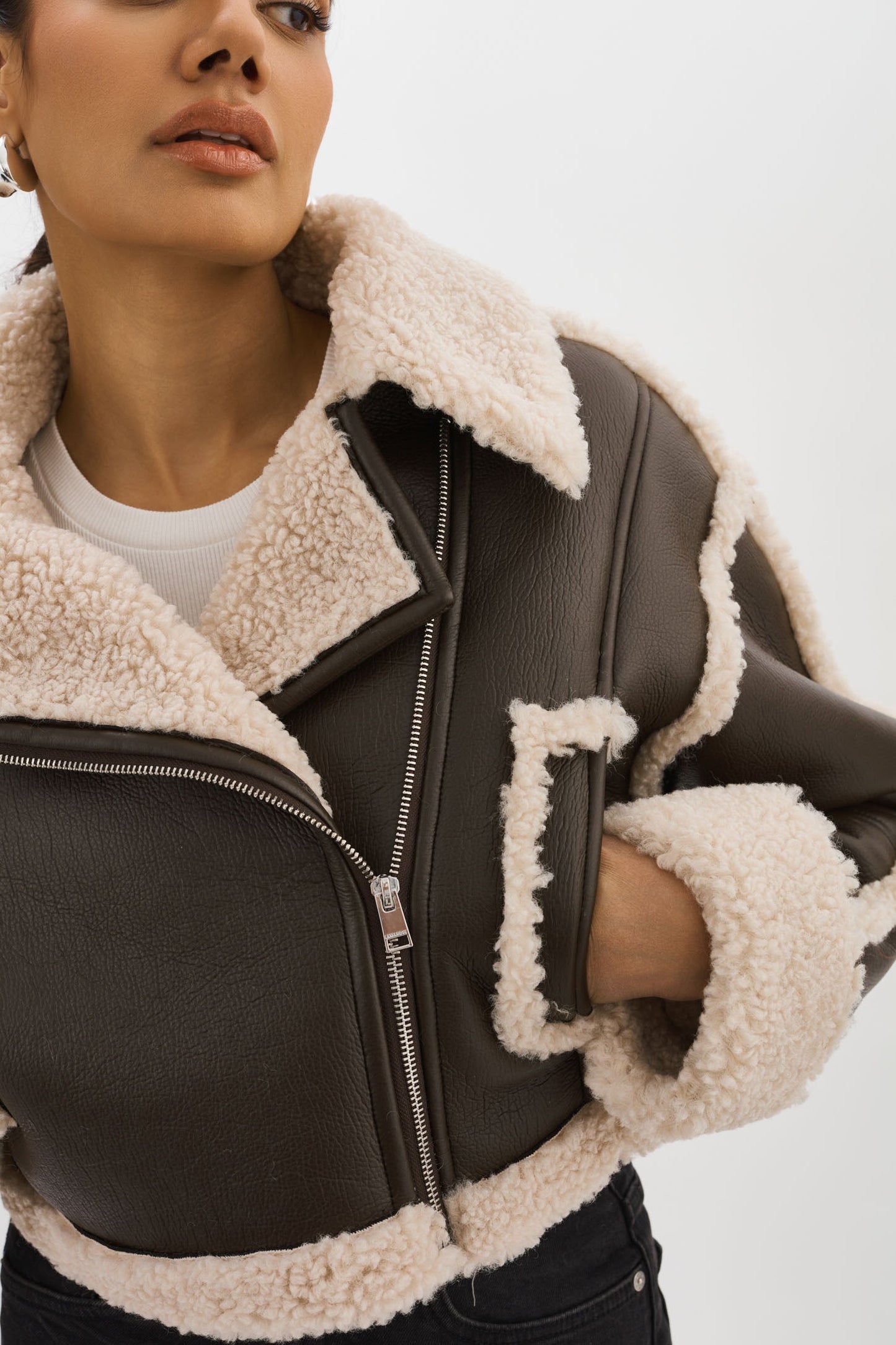 Lamarque Adrina Faux Shearling Crop Jacket