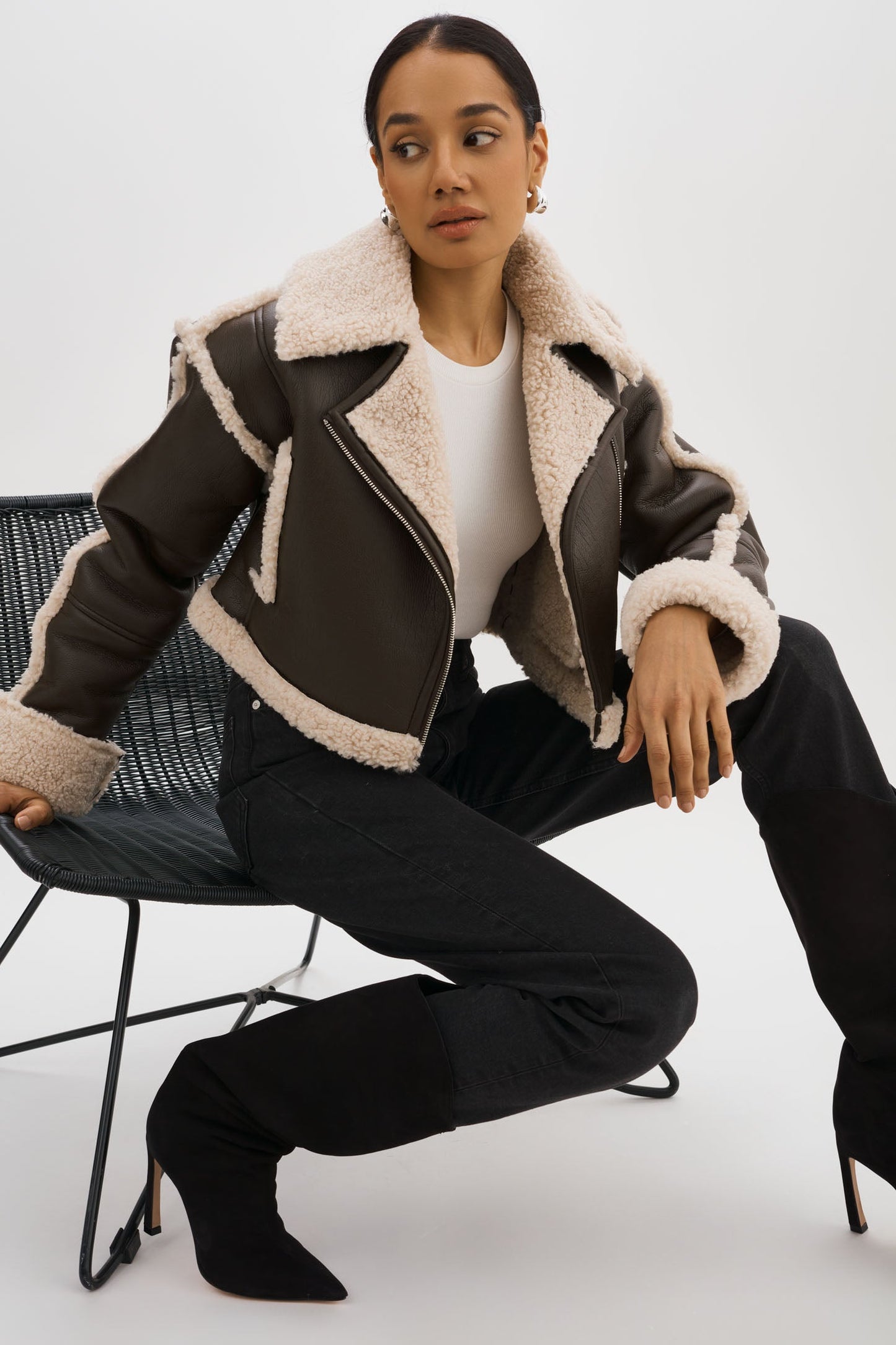 Lamarque Adrina Faux Shearling Crop Jacket
