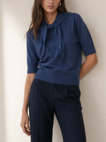 Autumn Cashmere Elbow Sleeve Scarf Neck Sweater_RFC14746