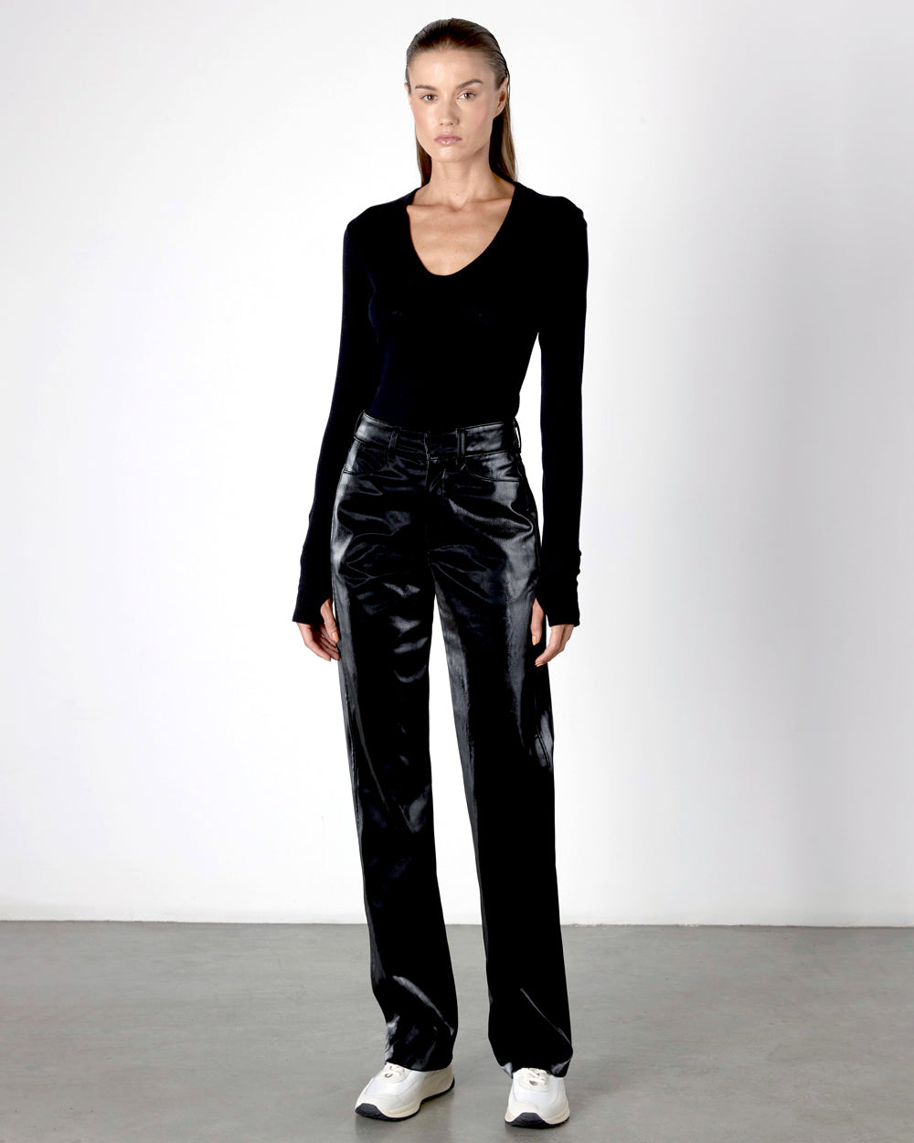 Enza Costa Cashmere Easy Cuffed U Sweater