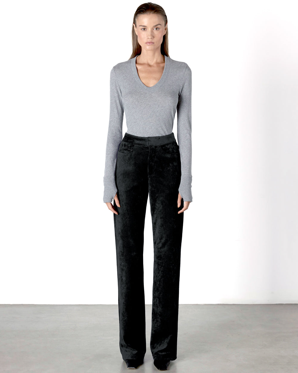 Enza Costa Cashmere Easy Cuffed U Sweater