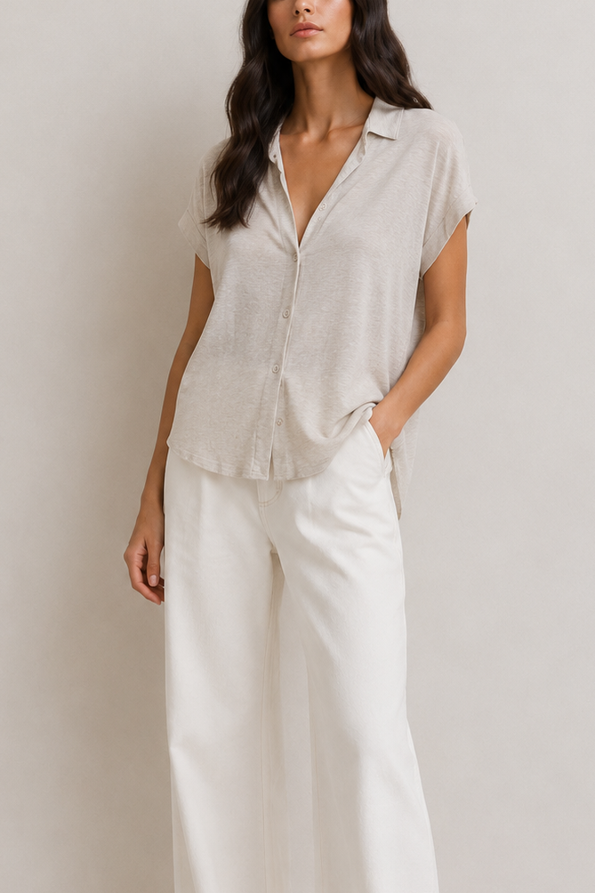 Majestic Soft Touch Back Pleat Shirt