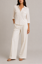 Majestic Soft Touch 3/4 Sleeve Semi Relaxed Pocket Shirt