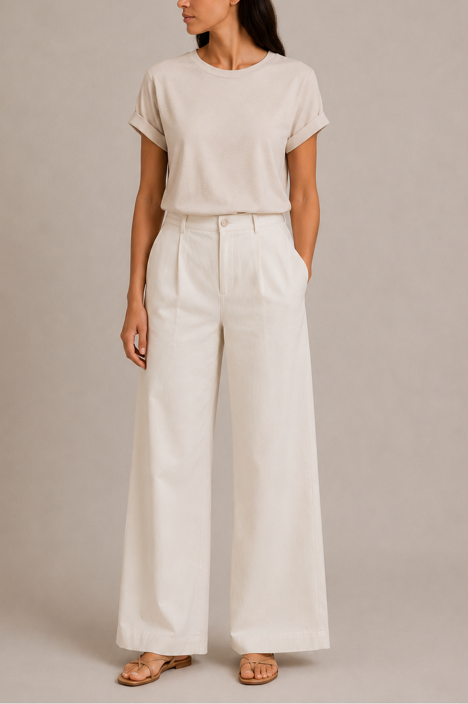 Majestic French Terry S/S Crew Top With Rolled Cuff