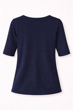 Majestic Filatures Stretch Linen Elbow Sleeve Scoopneck