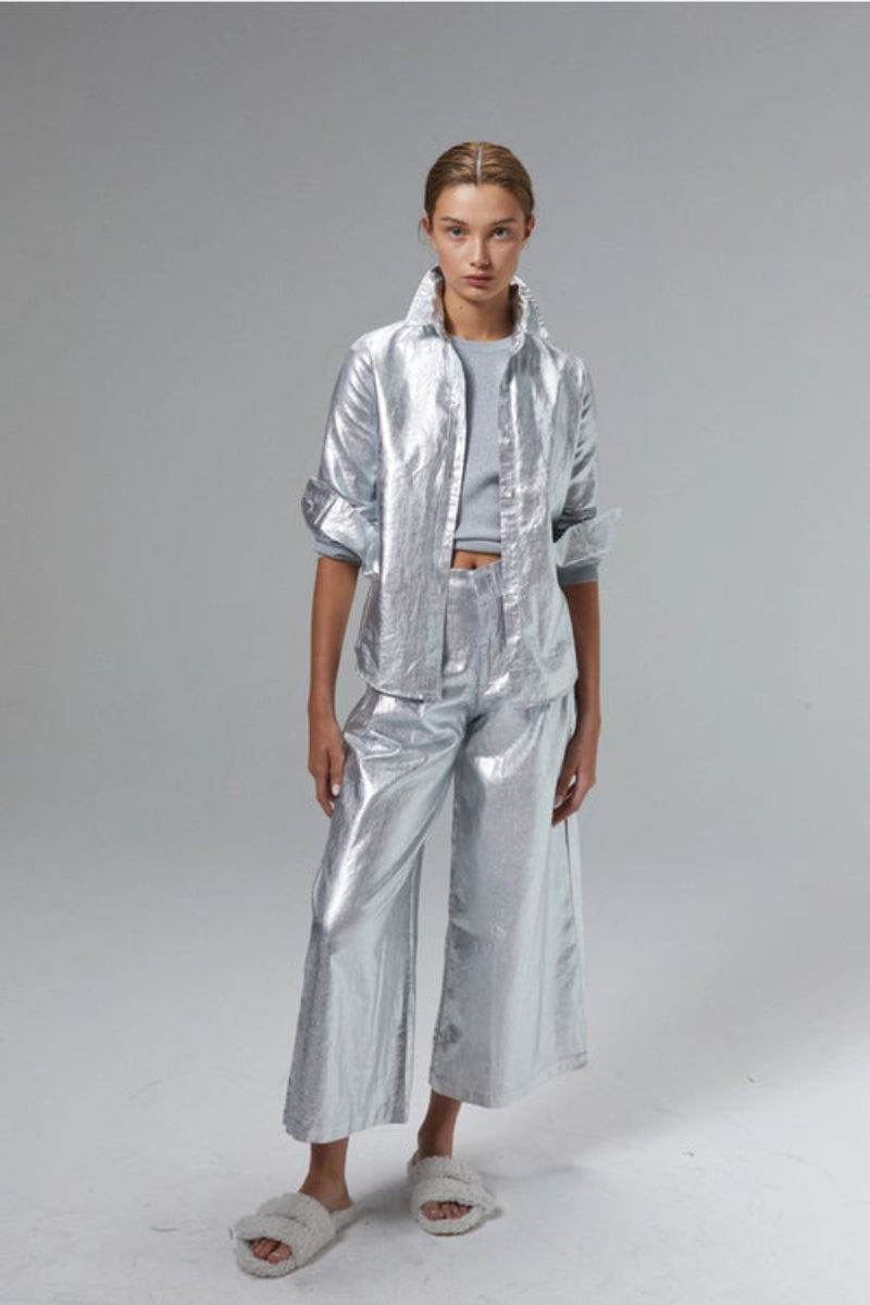 Lanhtropy Culotte Metallic Linen Pants