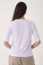 Majestic Filatures Stretch Linen Elbow Sleeve Scoopneck