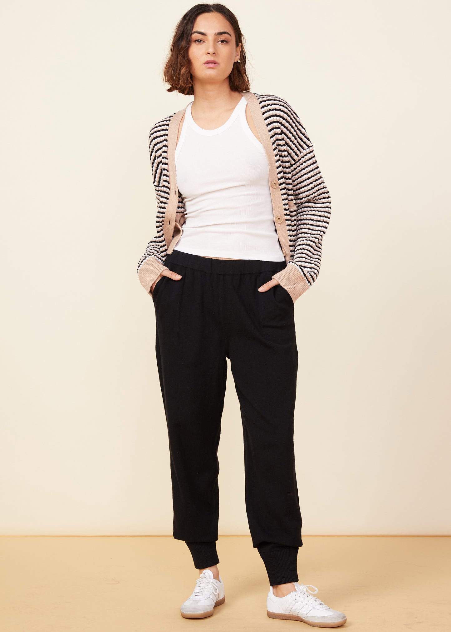 Monrow Merino Wool Stripe Cardigan
