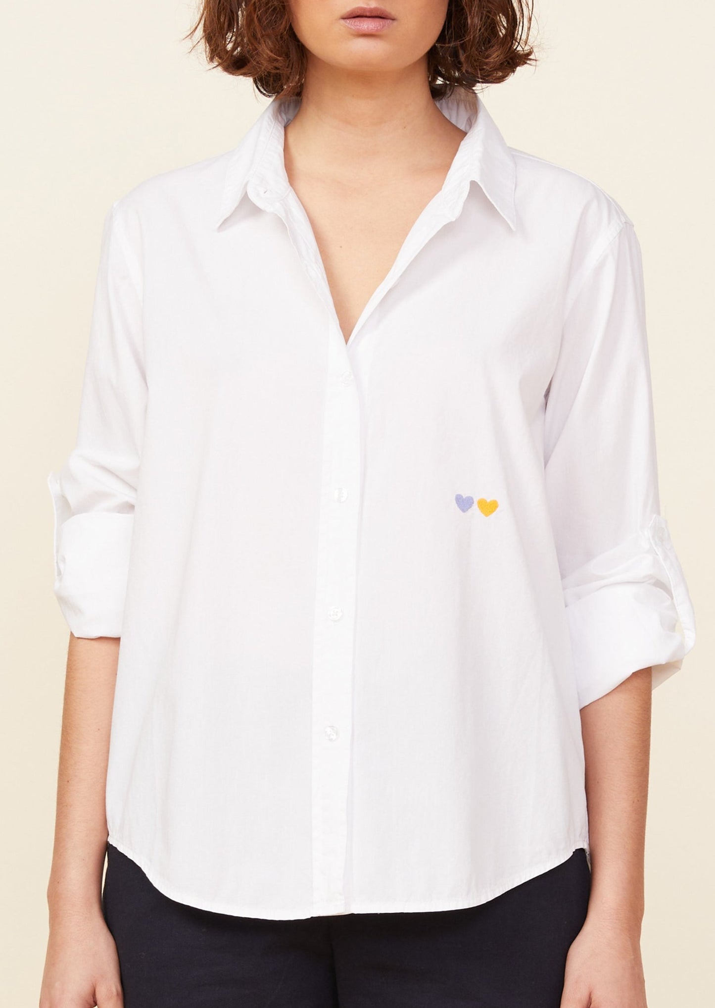 Monrow Poplin Button Down Shirt