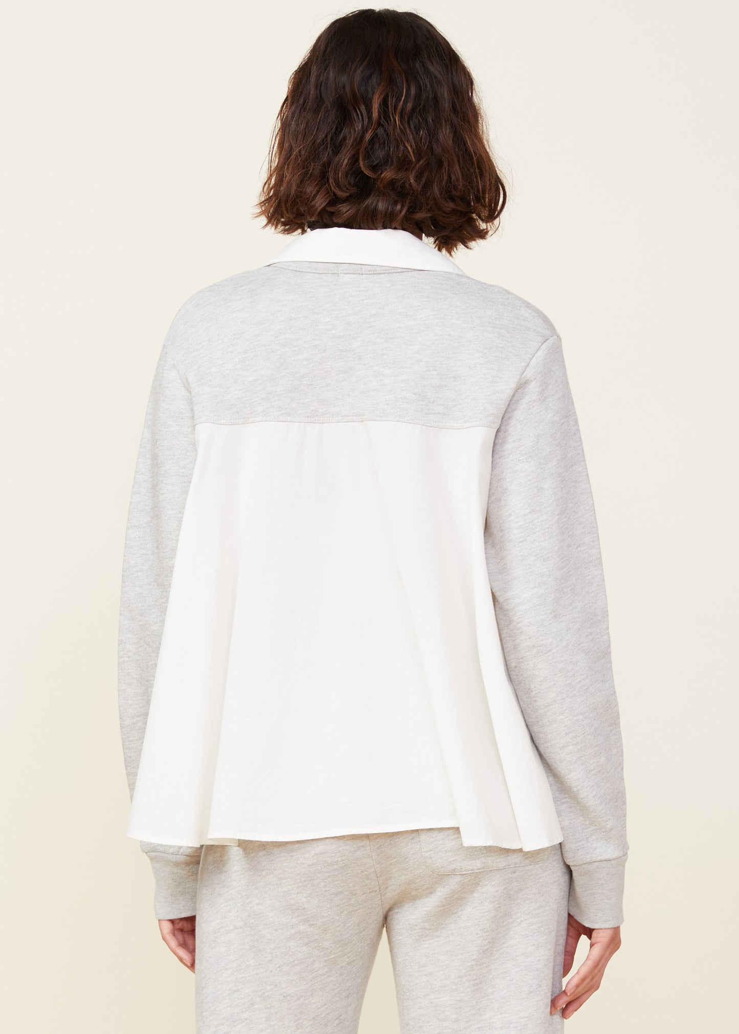 Monrow Poplin Mix Collar Sweatshirt