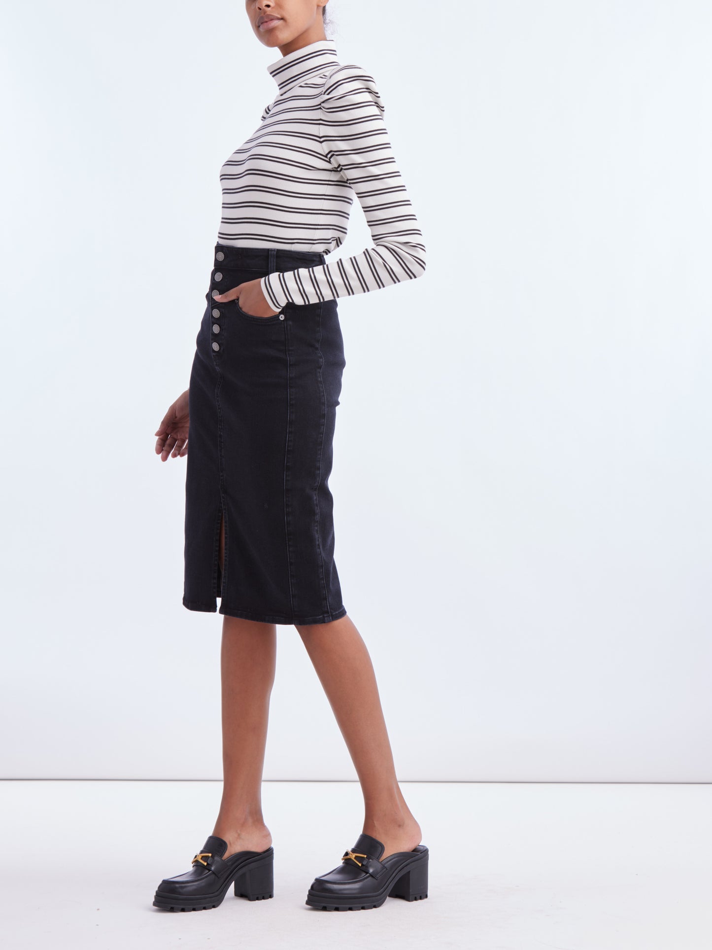 Veronica Beard Herron Denim Midi Skirt