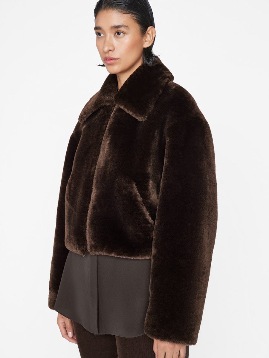 FRAME Faux Fur Zip Up Jacket