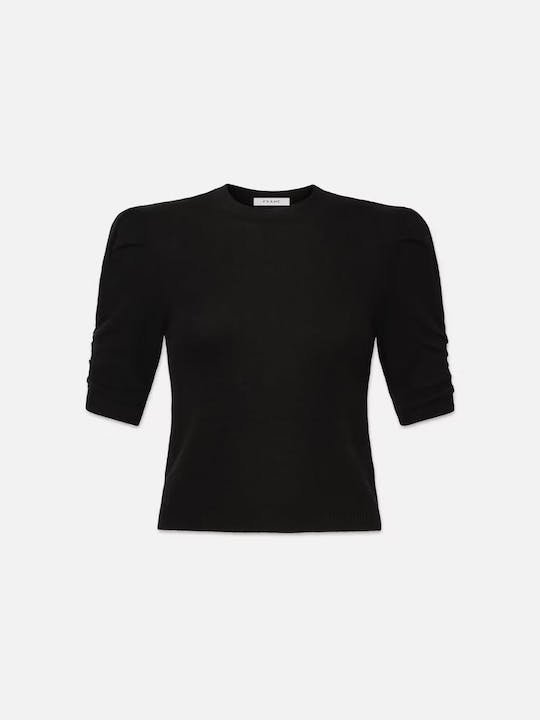FRAME Ruched Sleeve Cashmere Sweater