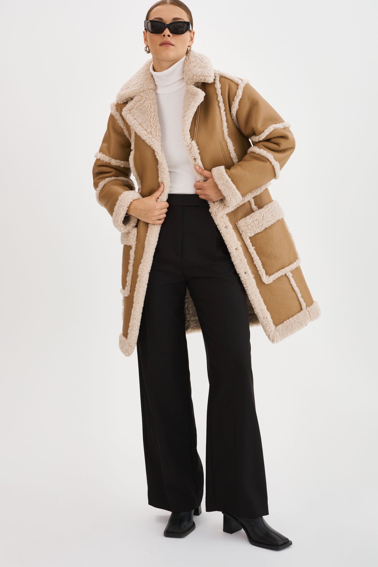 Lamarque Mariane Detachable Faux Shearling Coat
