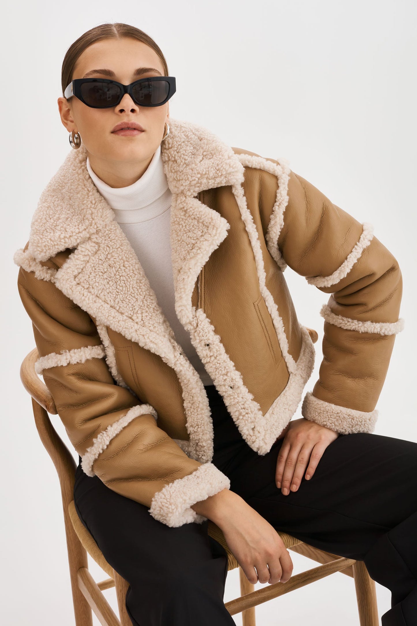 Lamarque Mariane Detachable Faux Shearling Coat
