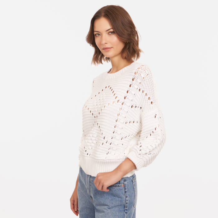 Autumn Cashmere Pointelle Puff Sleeve Cardi