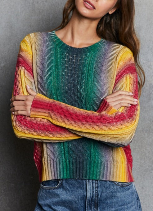 Autumn Cashmere Gradient Stripe Sweater Gallery Couture