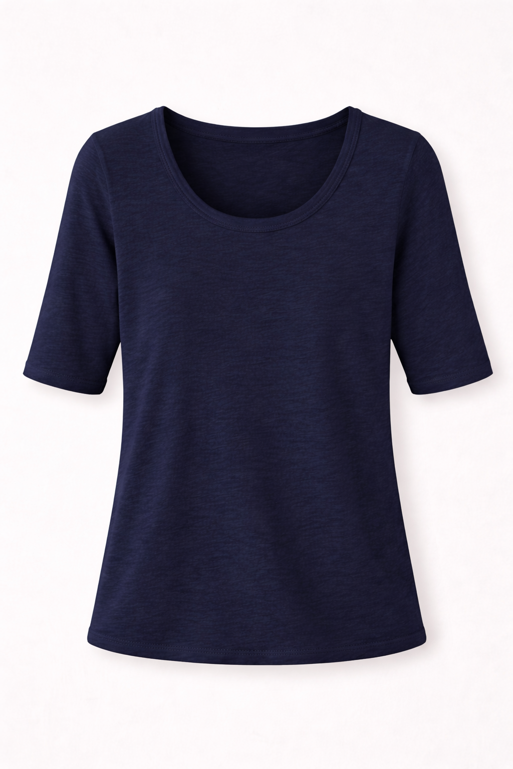Majestic Filatures Stretch Linen Elbow Sleeve Scoopneck