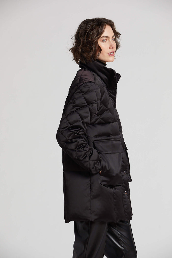 Adroit Praline Quilted Down Coat