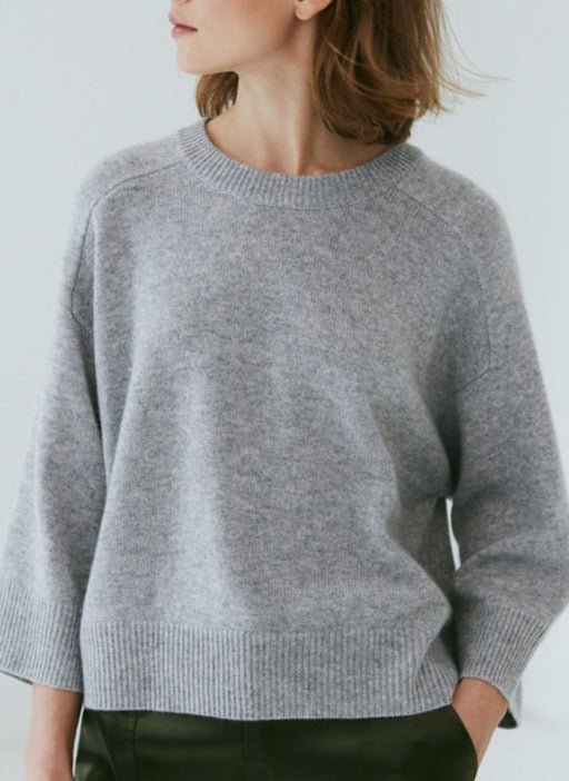 Autumn Cashmere Boxy 3/4 Sleeve Crewneck