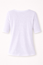 Majestic Filatures Stretch Linen Elbow Sleeve Scoopneck