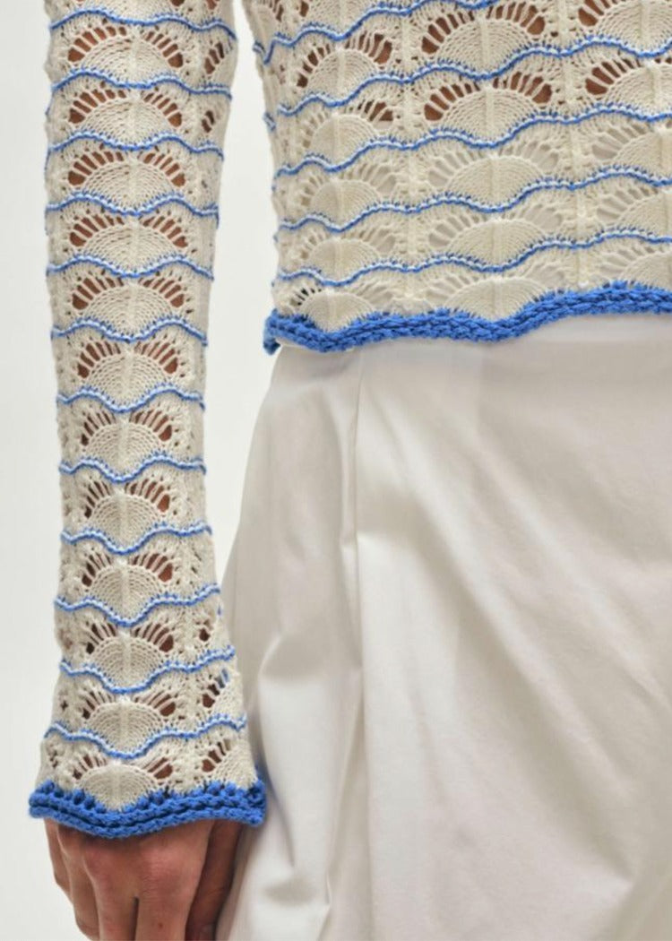 White + Warren Cotton Blend Pointelle Stitch Top