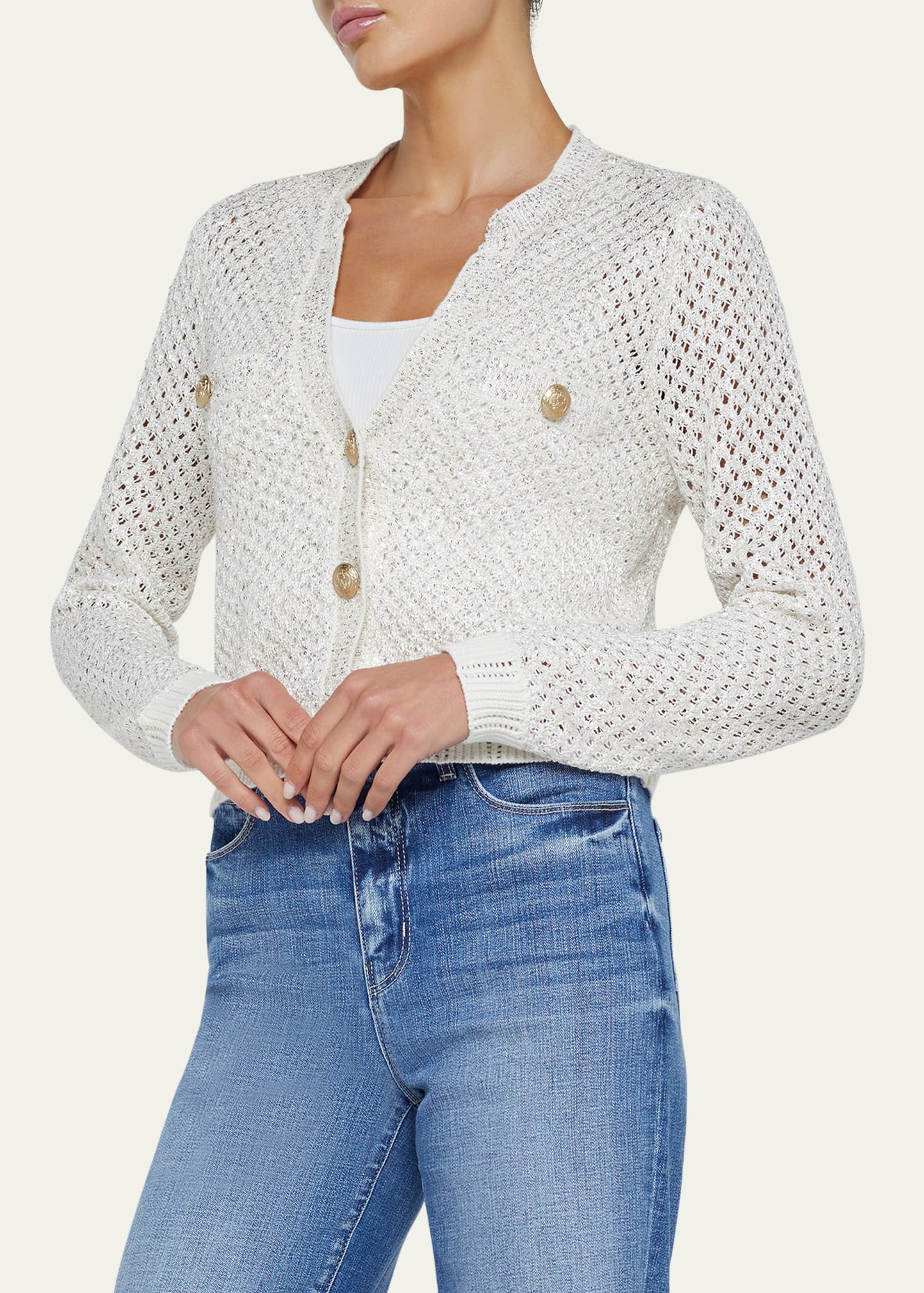 Lagence Blanca Sequin Crop Cardi