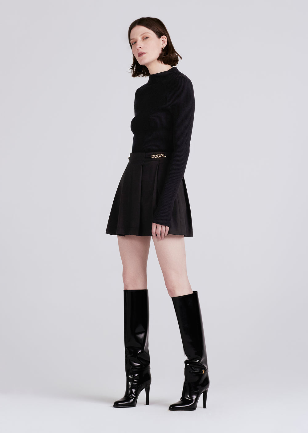 Derek Lam Filomena Knit Combo Pleated Mini Dress