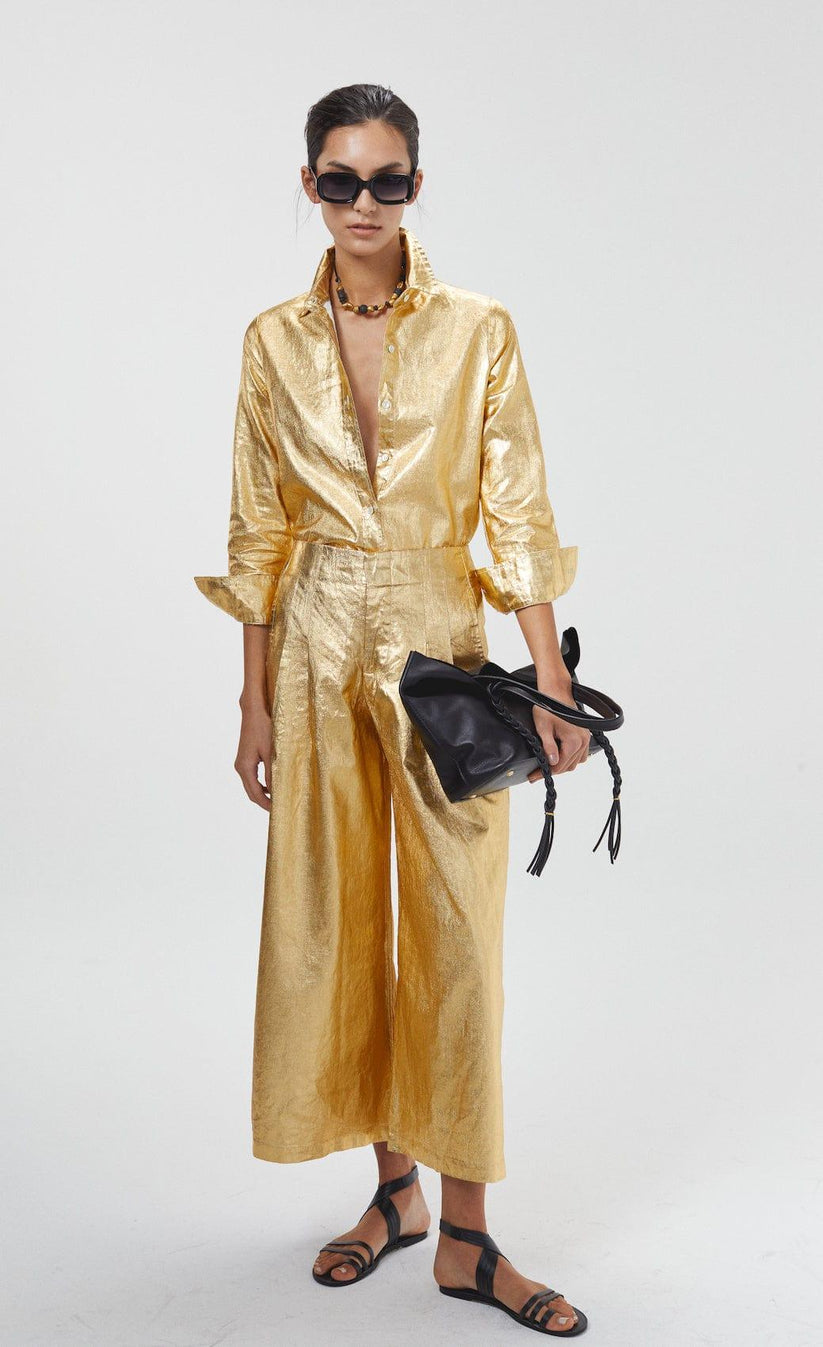 Lanhtropy Culotte Metallic Linen Pants