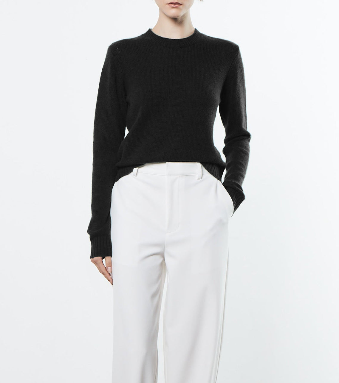 Pure Cashmere Crew Neck Sweater - Black