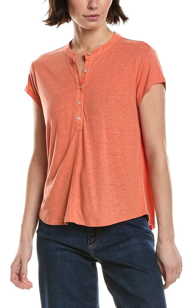 Bella Dahl Short Sleeve Placket Pullover Top