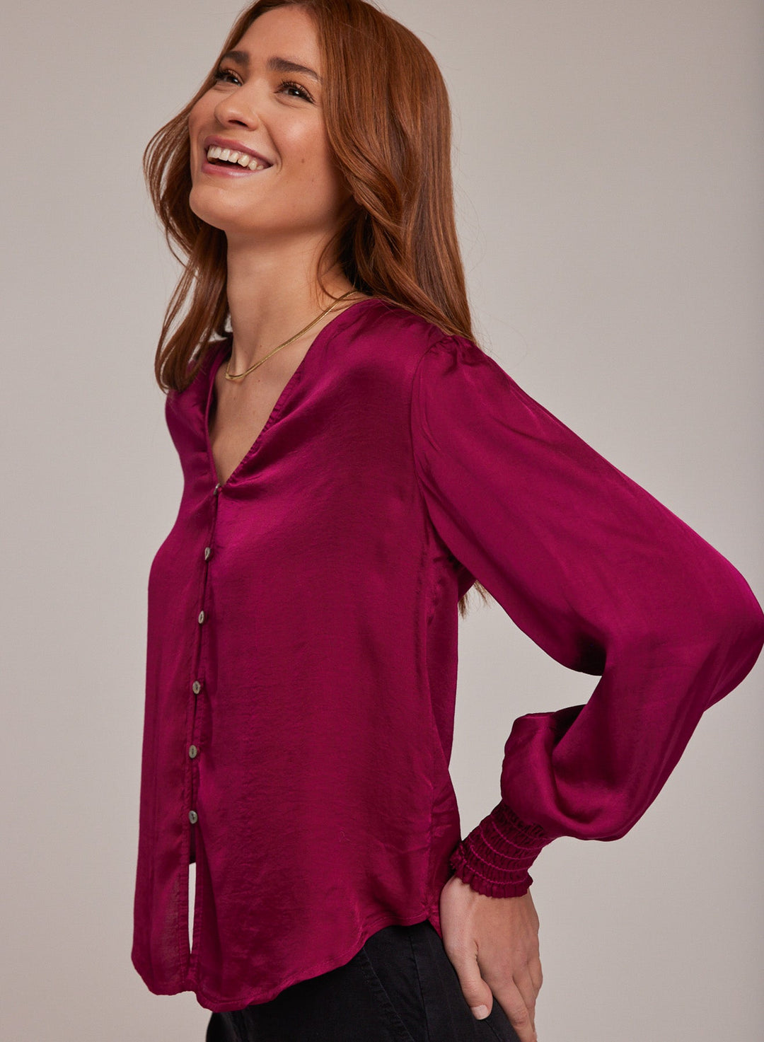 Bella Dahl Smocked Cuff Button Down