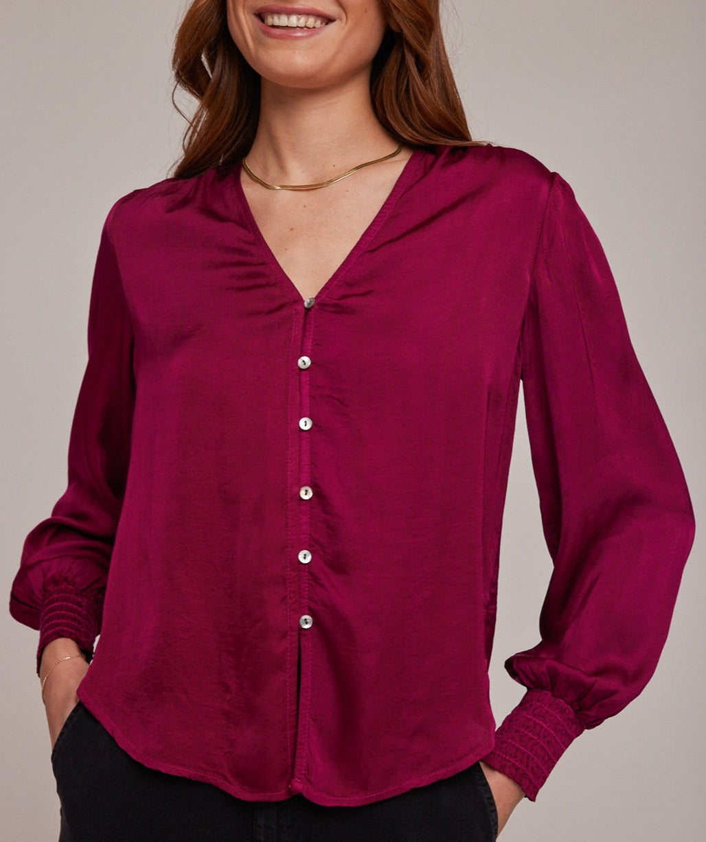 Bella Dahl Smocked Cuff Button Down