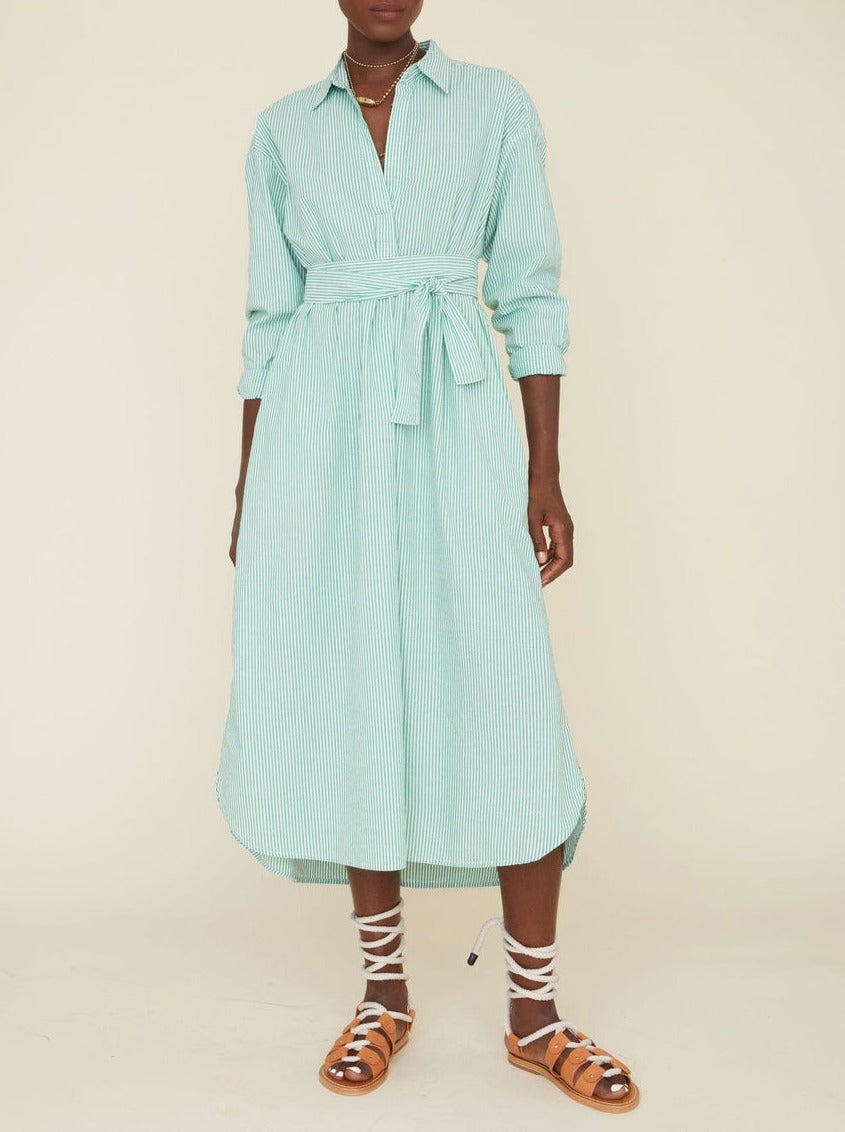 Xirena Women's Marlowe Striped Belted Shirtdress - Clover Stripe - Size Medium Xirena Women's Marlowe Striped Belted Shirtdress - Clover Stripe - Size Medium