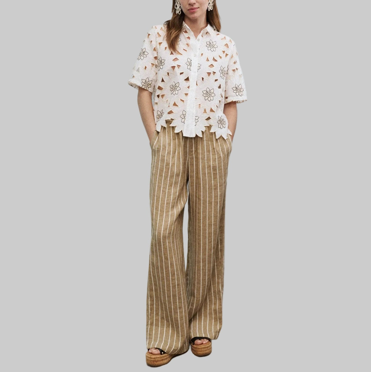 0039 Italy Tamina Linen Stripe Pant