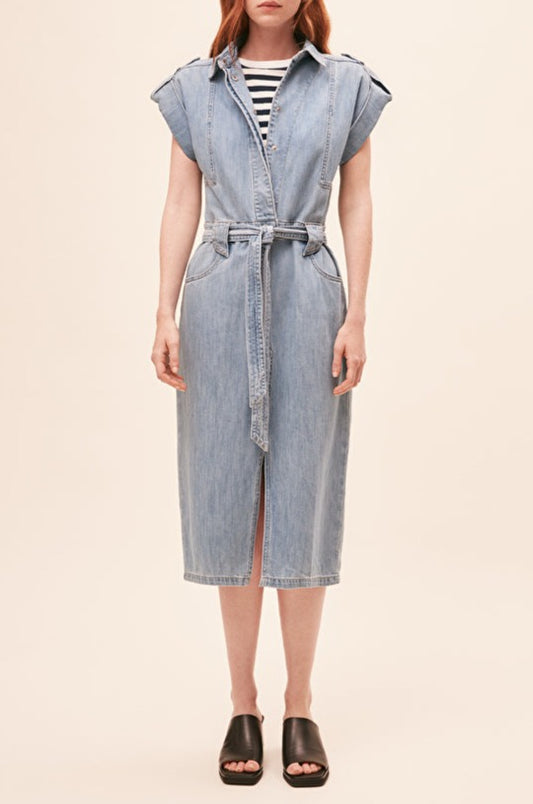 SUNCOO Conny Midi Belted Jeans Dress